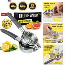 Large Lemon Squeezer Stainless Steel Press - Non-Slip Grip, Heavy Duty, Manua...