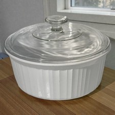 Vintage Corning Ware Bakeware F-1-B 2.5 Liter Round Casserole Dish w/ Pyrex Lid