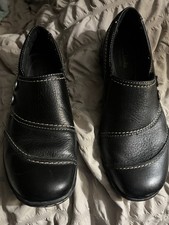 Clarks Women's Sz 8M Loafers Bendable 67694 Slip-on Leather Black Pre-owned