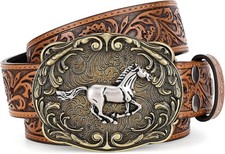SANSTHS Cowboy Western Belts for Men Women Western Cowboy Buckle Belt Country Co