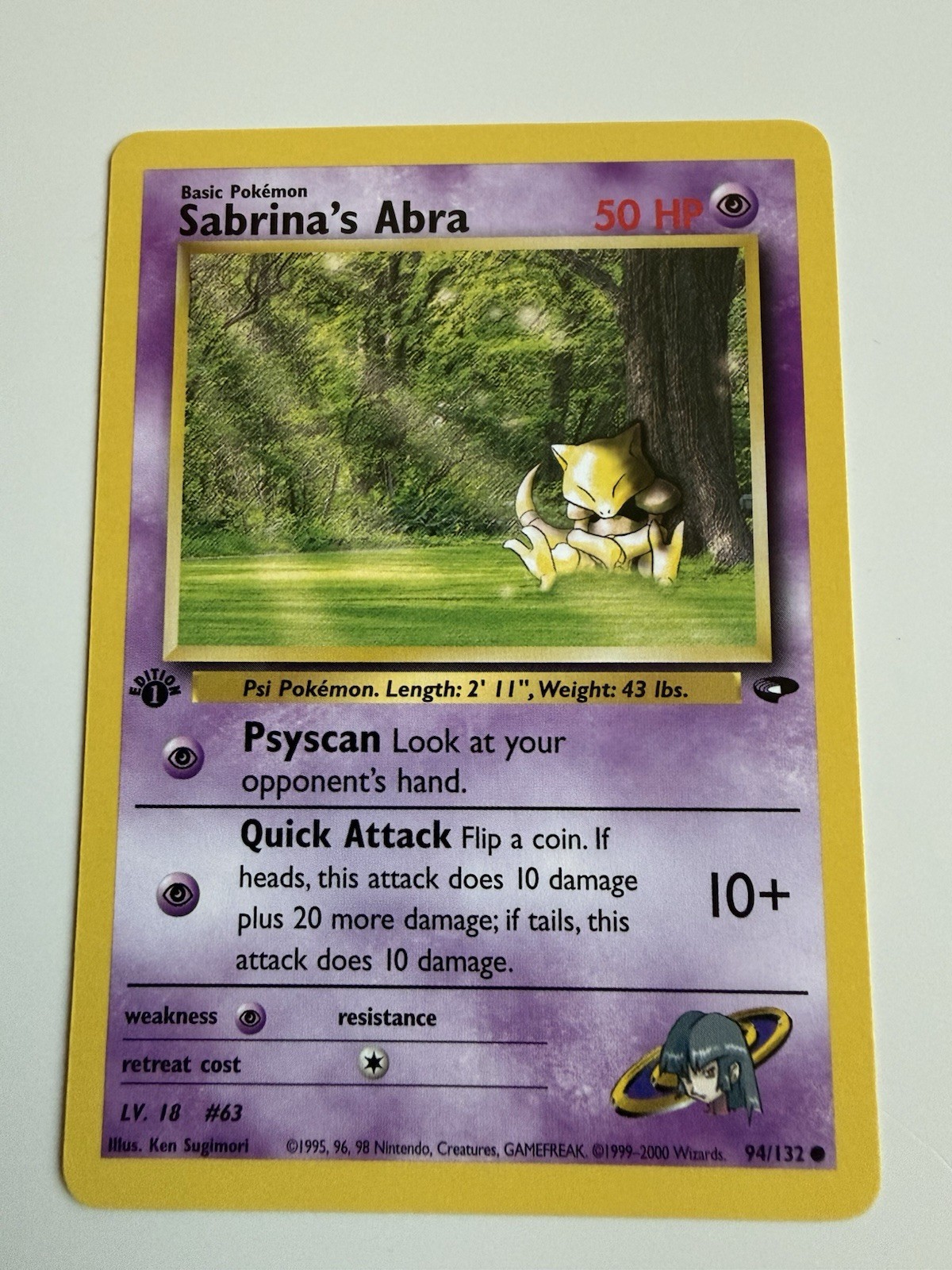 Sabrina's Abra 94/132 Common Gym Challenge Pokemon 1st Edition NM 01-03-69