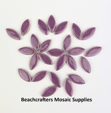 Purple Petals Ellipse Ceramic Mosaic Tile Pieces - 25 Tiles - 25 mm x 11 mm