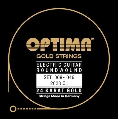 Optima 24K Gold Coated Electric Guitar Strings; gauges 9-46
