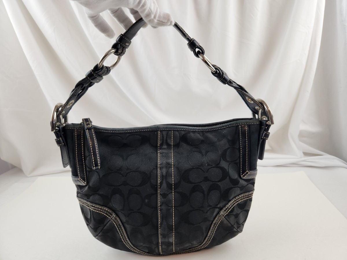 Authentic Coach Signature Sufflette Soulderbag Hand Bag Black