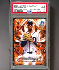 2025 Bowman Chrome - Cris Rodriguez (RC) Sapphire Select Orange /25 #17 PSA 9