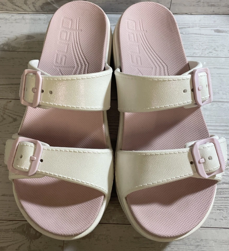 Dansko Kandi White & Pink Iridescent 2 Strap Sandals Slides Women Size 40 /9 US - Image 3 of 4