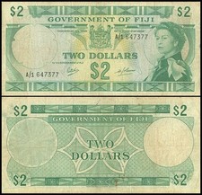 Fiji 2 Dollars, 1969 ND, P-60, Used