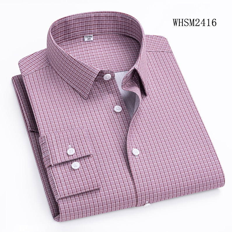 Camisas elásticas formales de negocios para hombre mangas largas a cuadros informales camisas de vestir Prendas para el torso