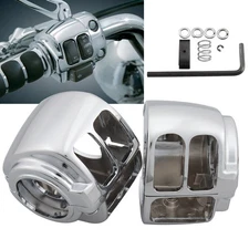 For Harley Softail Heritage Chrome Handlebar Control Switch Housing Cover Kits