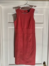 Ann Taylor Red Sheath Dress Round Neck Sleeveless Size XS