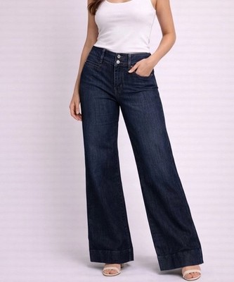 GAP Womens 12 Dark Wash Denim Wide Leg Jeans Curvy Casual Stretch 34x29