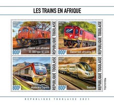 AFRICAN TRAINS Africa Railway Locomotive Train MNH 4v-Stamp Sheet (2021 Togo)
