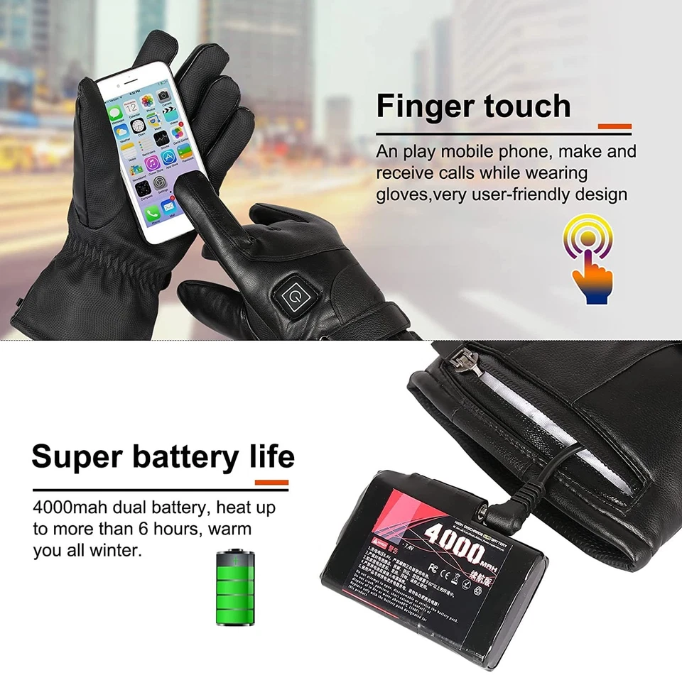 Beheizte Handschuhe Herren Damen Beheizbare Handschuhe Elektrisch Heizhandschuhe - Bild 3 von 4