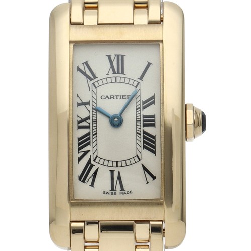 CARTIER Tank AmericanSM watch W26015K2 18K Yellow Gold WomenWatch white USED