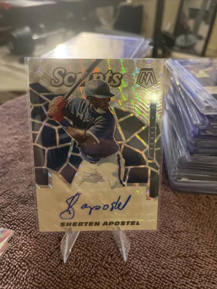 Sherten Apostel 2021 Panini Mosaic Scripts Auto B #SCR-SA Texas Rangers - Image 2 of 4