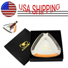 White Cigar Ashtray Holder Ceramic Holder 3 Tube Cigarette Ash With Gift Box