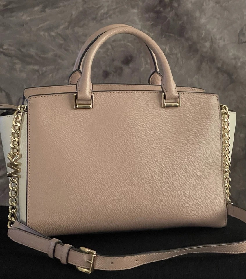 MICHAEL KORS Women's Sylvia Pink Crm Leather Satchel Crossbody Shoulder HandBag - Image 2 of 4