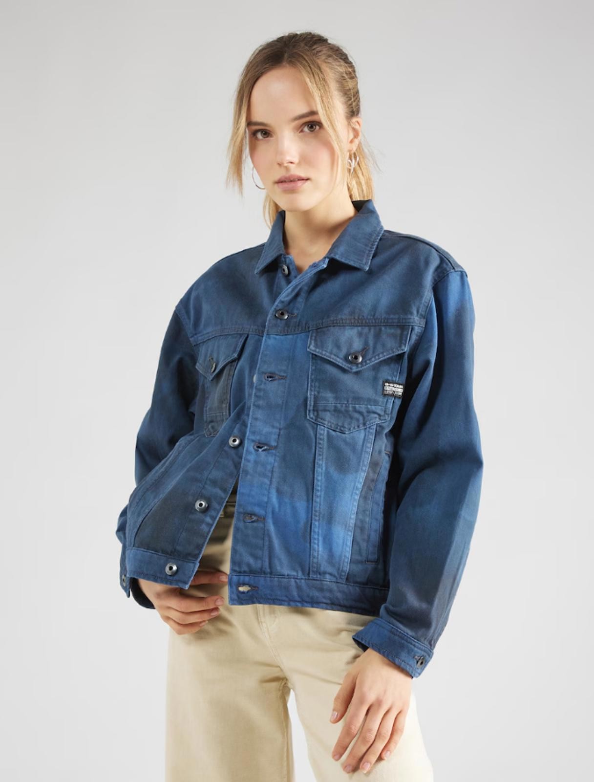 NWT G-Star RAW Women’s Oversized Denim Jacket Sea Blue Vintage Wash Size Large