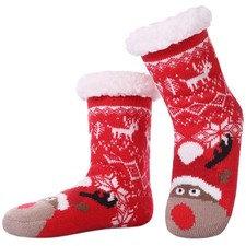 Kids Girls Boys Slipper Socks Soft Thick Cozy Fuzzy Animal Anti-Slip Winter T...