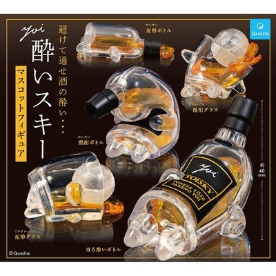 Yoisky Drunk Whiskey Bottles and Glasses Mini Mascot Figure - Complete Set of 5
