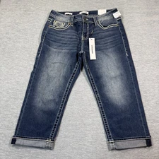 Vigoss Jeans Women 10 Blue Capri Mid Rise Heritage Fit Cuffed Stretch Denim
