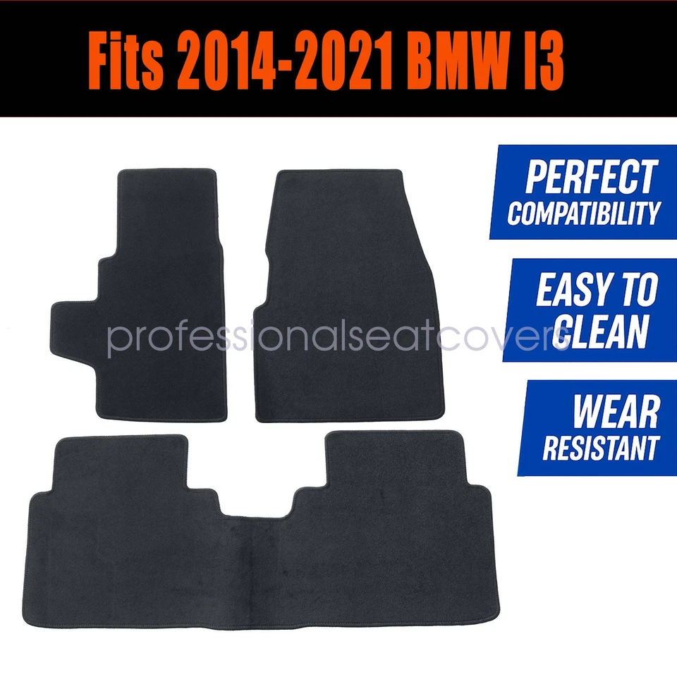 Alfombrillas alfombrillas delanteras y traseras impermeables terciopelo negro para BMW I3 2014-2021 Foto 2 de 4