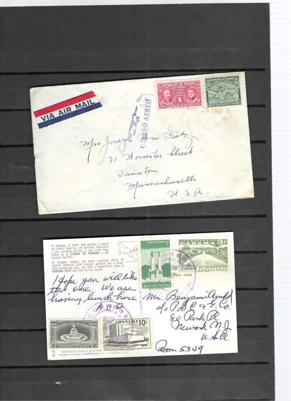 PANAMA COVER  CARD PICTURE 40 50 ISH EL PANAMA HILTON CANCELS! FRANKING! F  #630