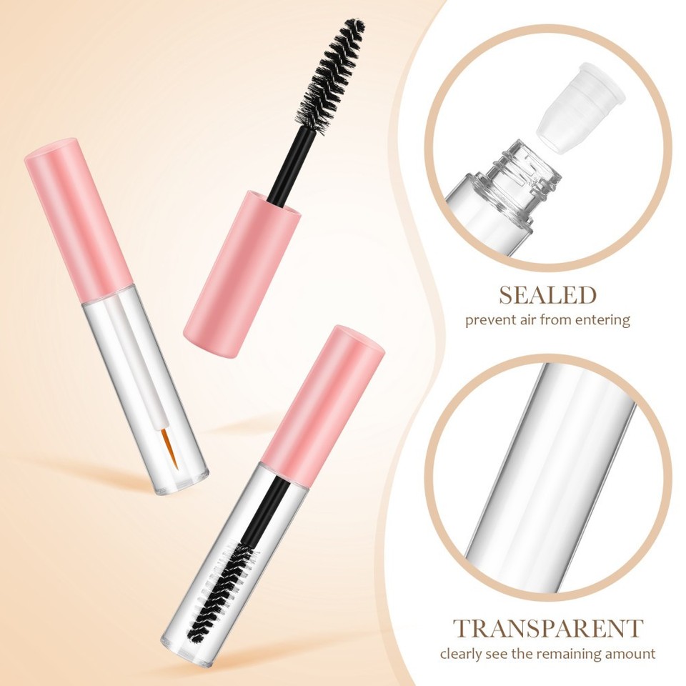 Club K Containers Pink Refillable Mascara Tubes with Wand Transparent Durable Pet ...