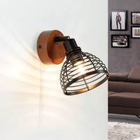 Wandleuchte Spot Strahler Retro Holz Metall E14 Jugendzimmer Wandlampe Innen