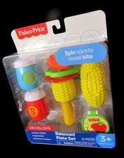 Fisher Price "Balanced Plate Set" Fun With Food Kabob,Corn cob, Salt/Pepper,Vegs