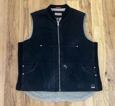 Craftsman Work Vest Mens XL Black Canvas Fleece Lined Tool Utility Carpenter