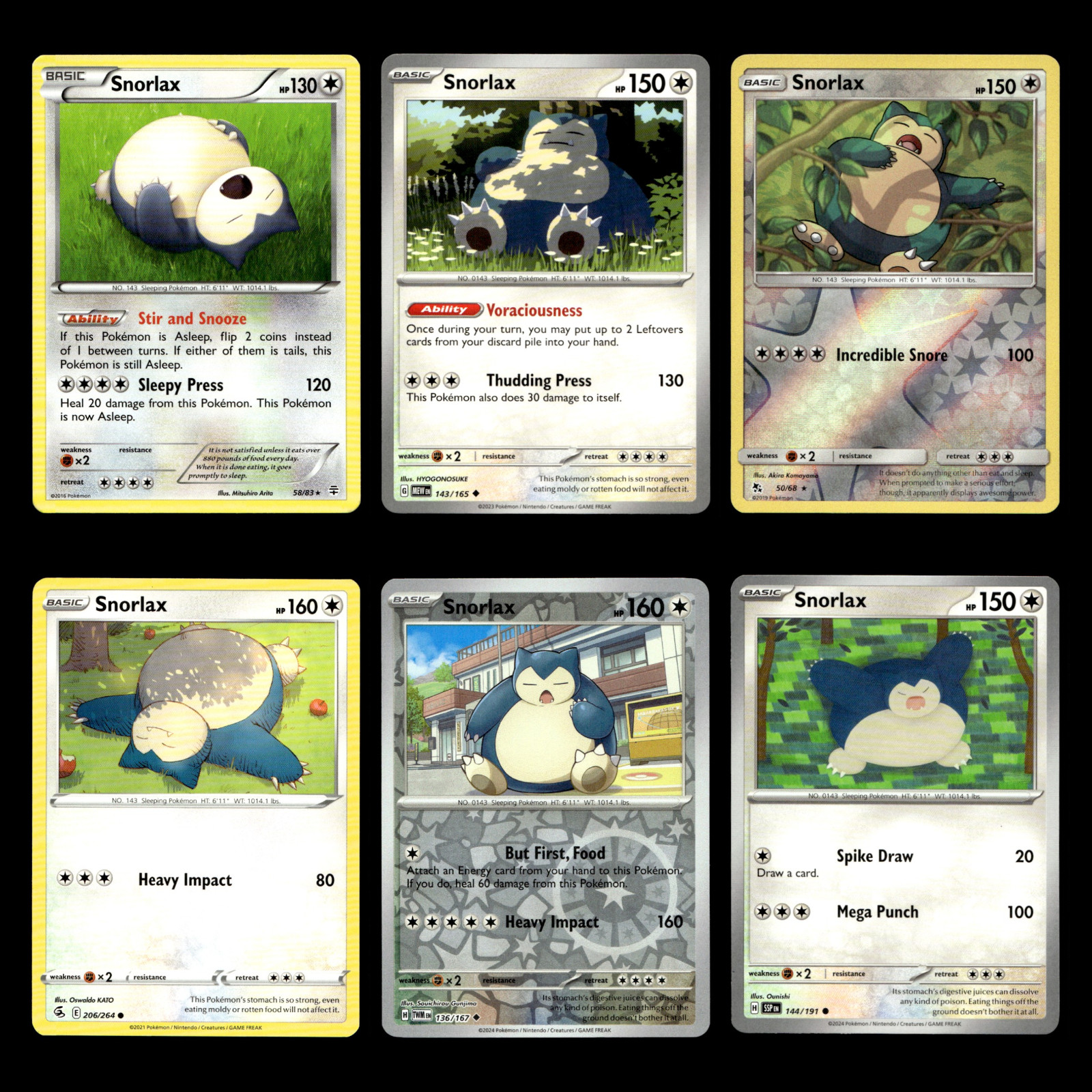 6x Snorlax Lot 58 XY Generations Pokemon Cards Collection Set Deck Building TCG