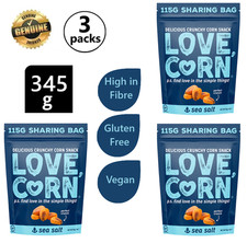 3x LOVE CORN Sea Salt Crunchy Corn High Fibre Gluten Free Vegan Low Sugar 115g
