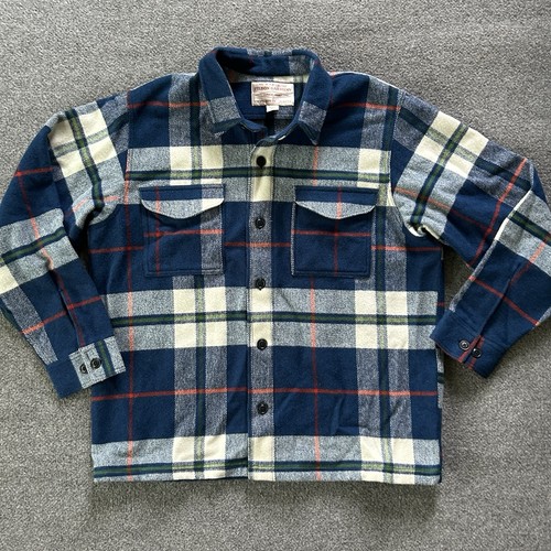 Filson Shirt Mena Extra Large Wool Jac Heavy Flannel Shacket Cobalt Plaid VTG - Picture 14 of 14