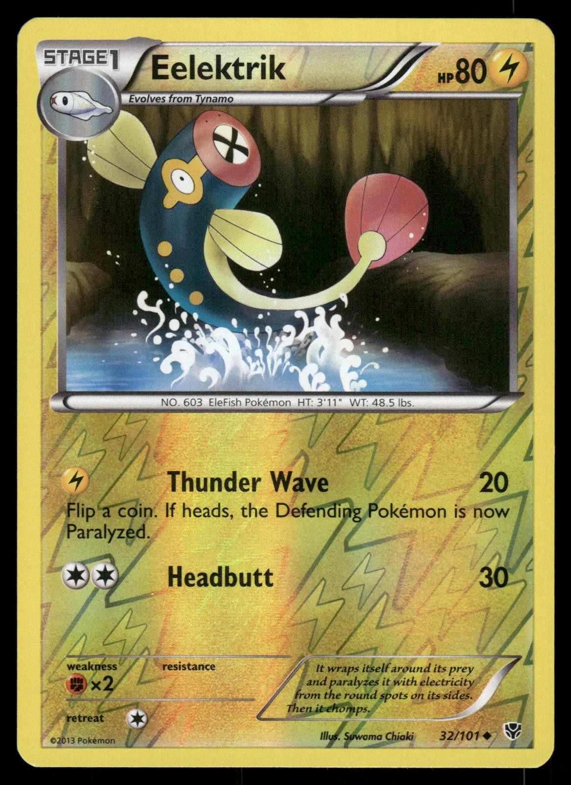 Eelektrik 32/101 Uncommon Plasma Blast Pokemon Reverse Holo Moderately Played