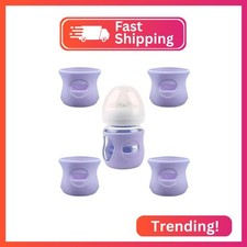 4 Pack Silicone Sleeves for Avent Natural Glass Baby Bottles, Anti Breakage Baby