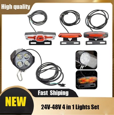 Integrated E-Bike Headlight & Taillight with Horn and Turn Signal - 24V to 48V
