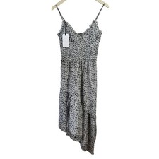 Leith Dress Women XS Black White Ditsy Floral Asymmetrical Hem Cocktail Party