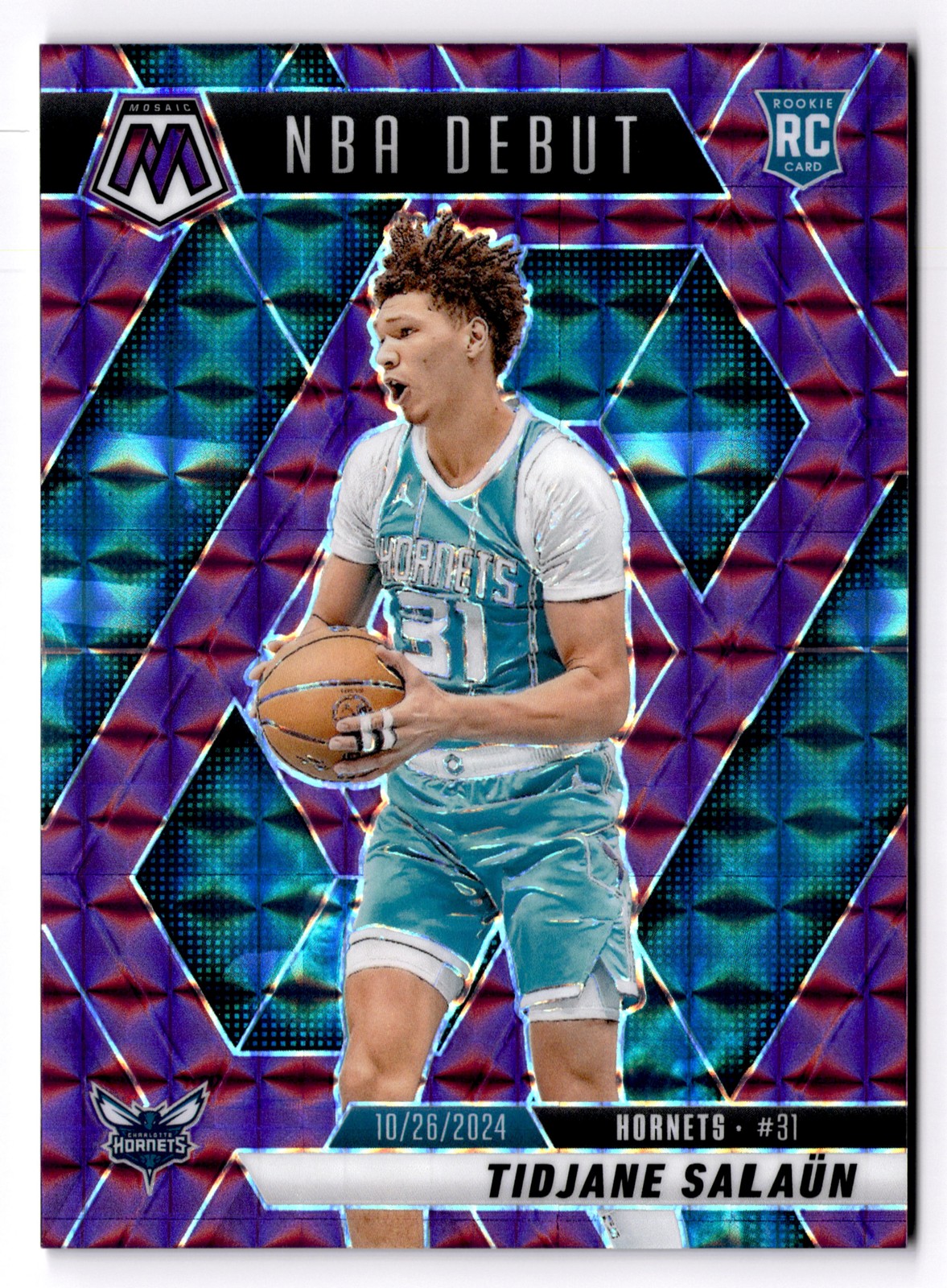 2024 Mosaic Tidjane Salaun #268 Purple Mosaic /99 Charlotte Hornets
