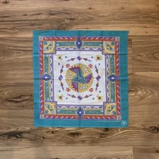 Vintage Native American Turquoise Handkerchief Wamcraft 22x21