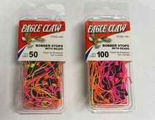 Eagle Claw String Bobber Stop w/ Beads  Asst. Colors 50 or 100 Packs  Free S/H