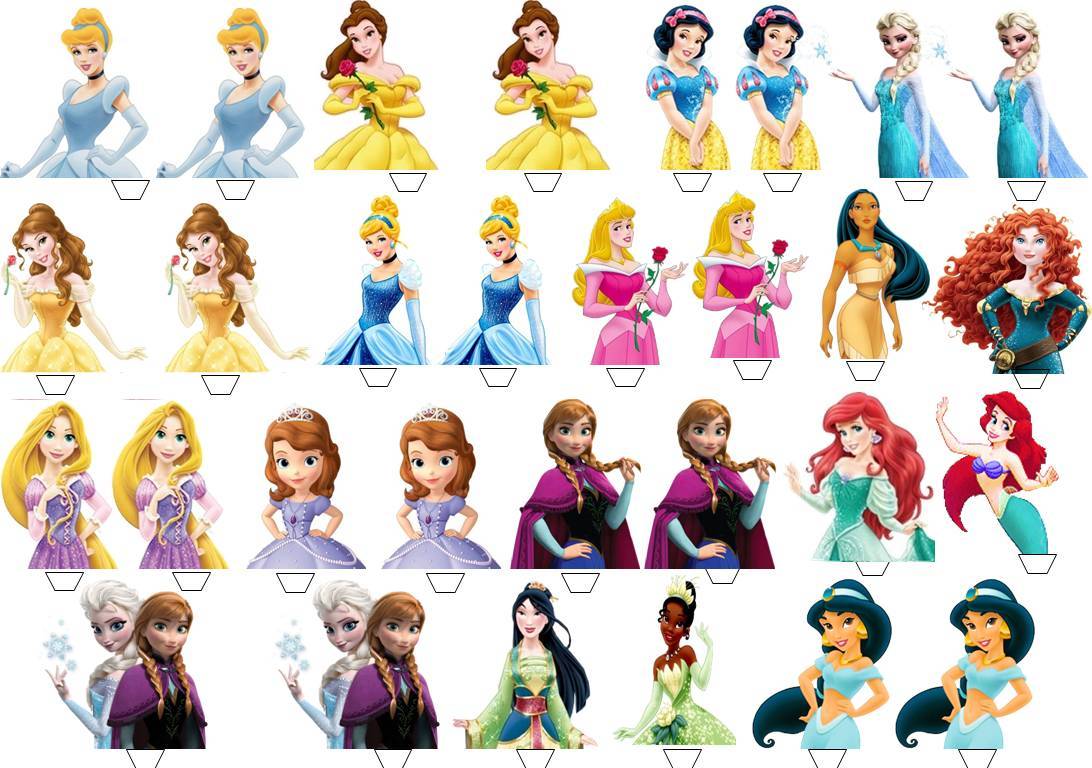 30 X DISNEY PRINCESS HALF BODY Edible Cup Cake Toppers Premium Wafer