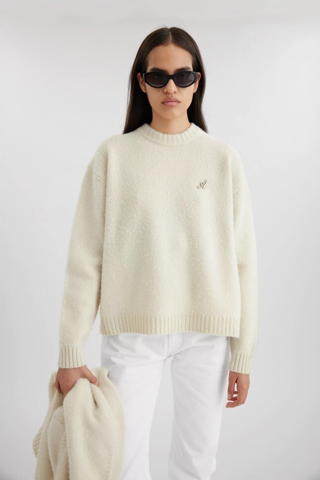 Axel Arigato Womens Jumper Ecru Sweater Beyond Medium Wool Cashmere