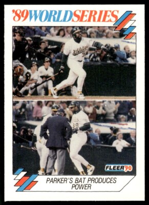 1990 Fleer 89 World Series #9 Parker's Bat Produces Power