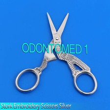3 1/2" Pro Quality Stork Embroidery Scissors SILVER Plated