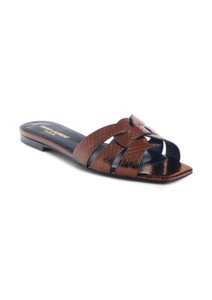AUTH NEW WOMEN YVES SAINT LAURENT TRIBUTE NU PIEDS SNAKESKIN SLIDE SANDAL US 7