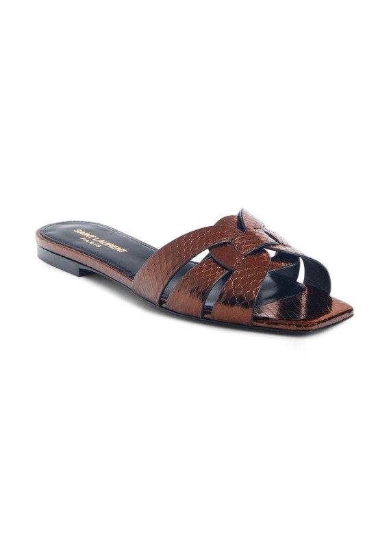 AUTH NEW WOMEN YVES SAINT LAURENT TRIBUTE NU PIEDS SNAKESKIN SLIDE SANDAL US 7