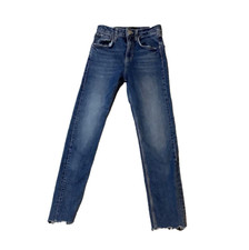 Zara High Rise Womens 2 Blue Denim Skinny Leg Frayed Hem Jeans