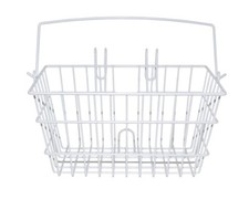 ALTALINE BICYCLE SQUARE SHAPE STEEL FRONT WIRE WHITE STORAGE BASKET.