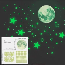Glow In The Dark Luminous Stars Moon Wall Stickers Bedroom Wall Decor 106 Pcs